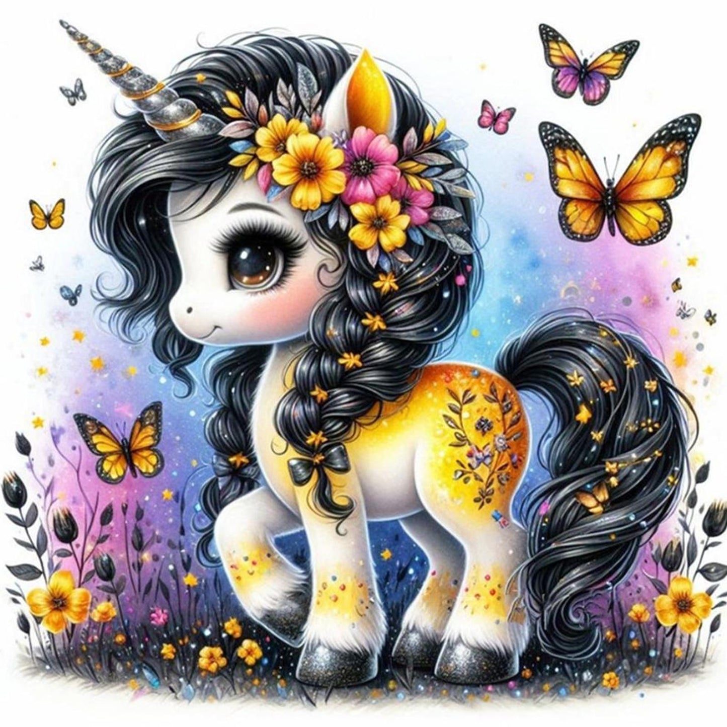 Colorful Unicorn - Full 14CT Counted Cross Stitch 40x40CM - Yishu