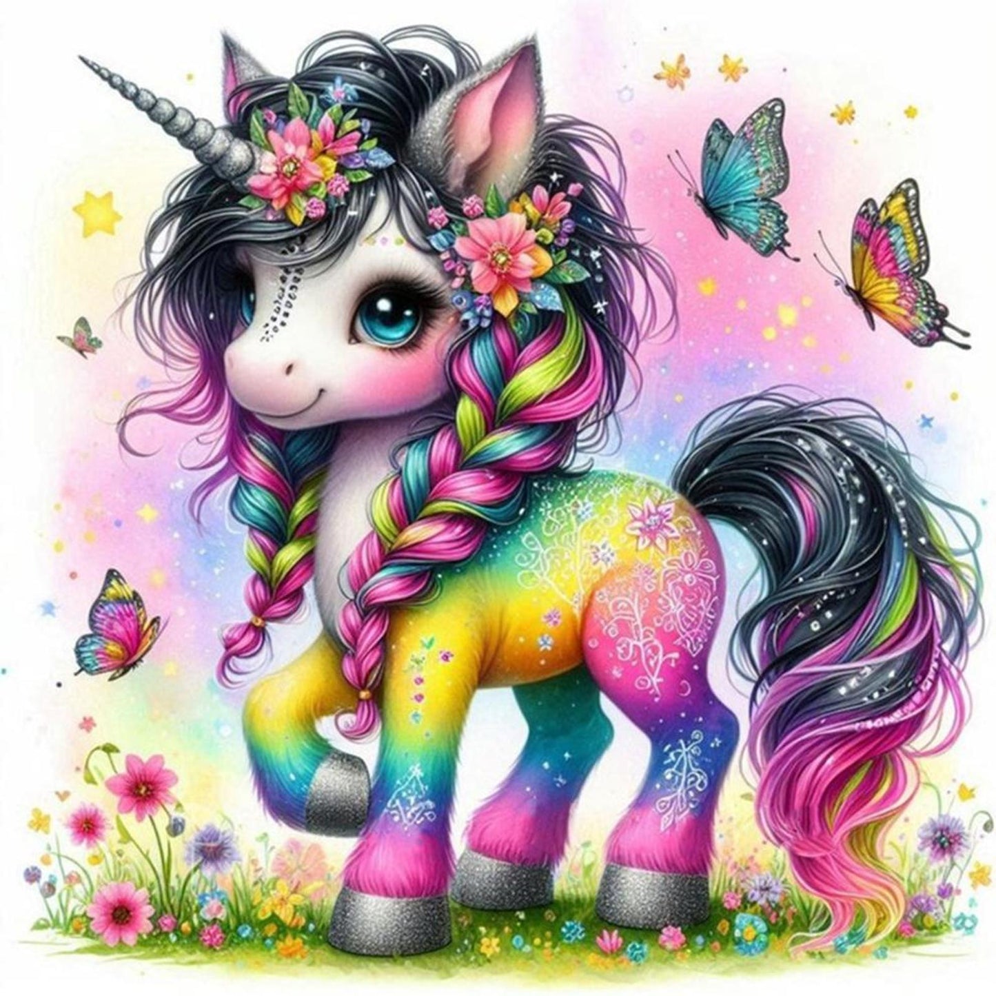 Colorful Unicorn - Full 14CT Counted Cross Stitch 40x40CM - Yishu