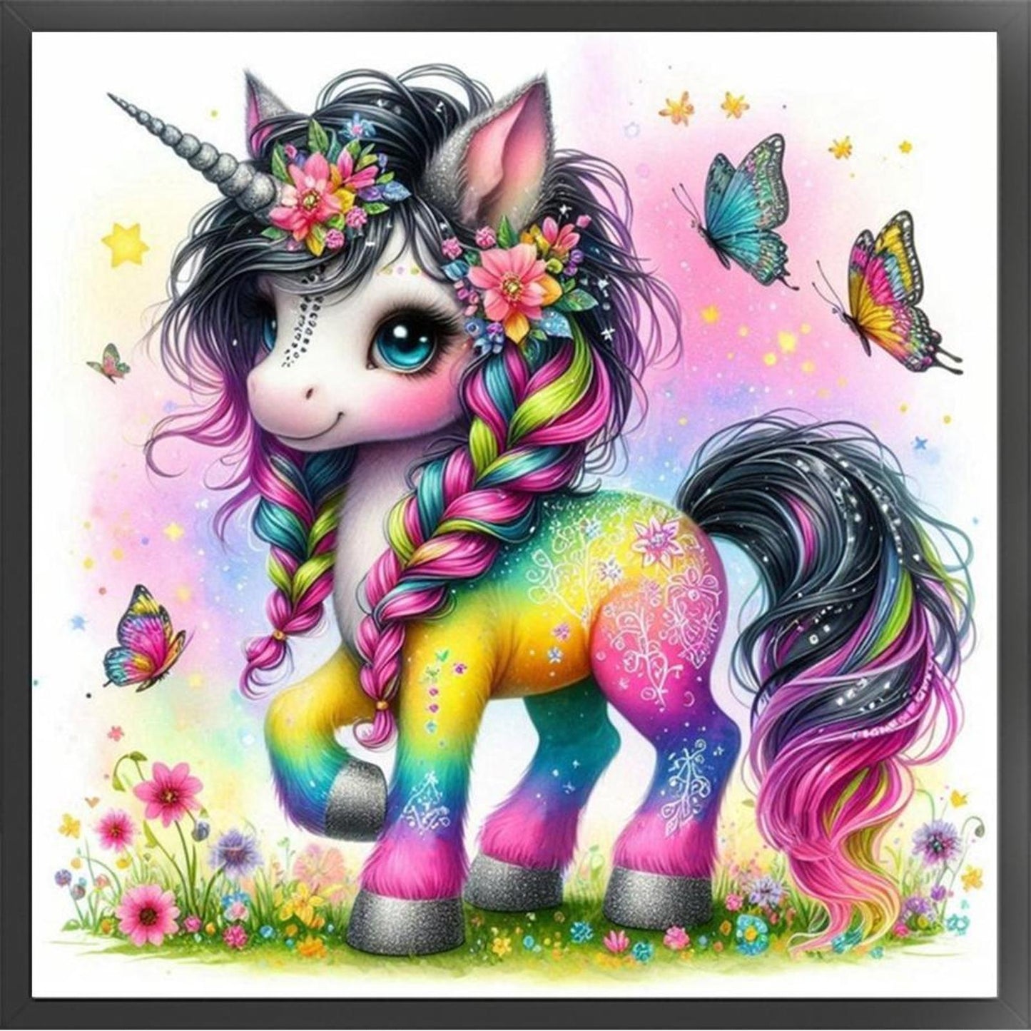 Colorful Unicorn - Full 14CT Counted Cross Stitch 40x40CM - Yishu