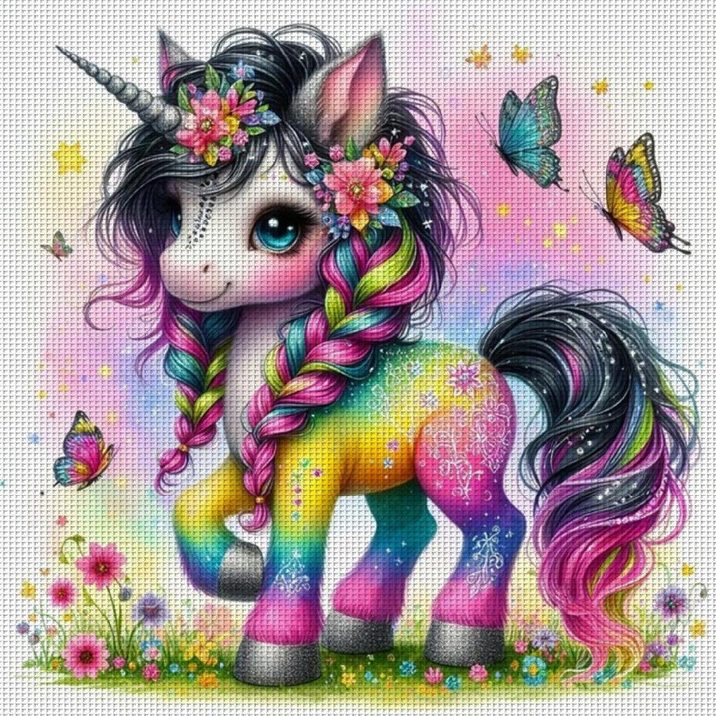 Colorful Unicorn - Full 14CT Counted Cross Stitch 40x40CM - Yishu