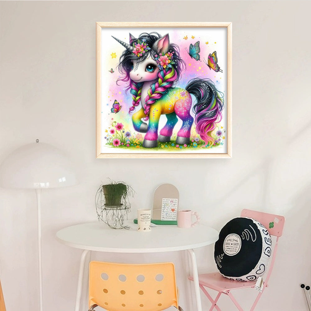 Colorful Unicorn - Full 14CT Counted Cross Stitch 40x40CM - Yishu