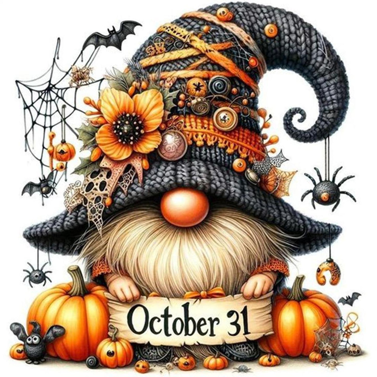 Halloween Pumpkin Goblin - Full 14CT Counted Cross Stitch 40x40CM - Yishu