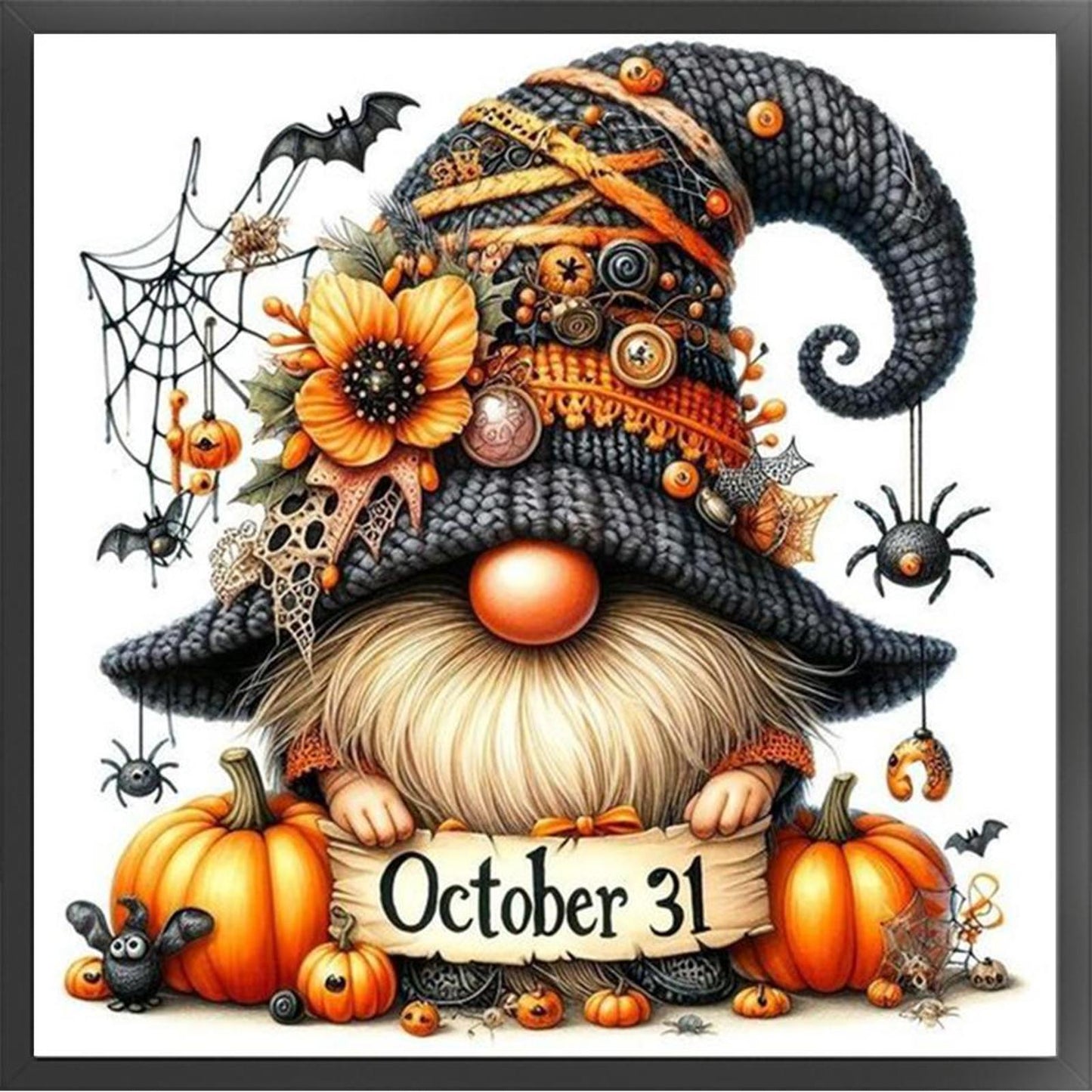 Halloween Pumpkin Goblin - Full 14CT Counted Cross Stitch 40x40CM - Yishu