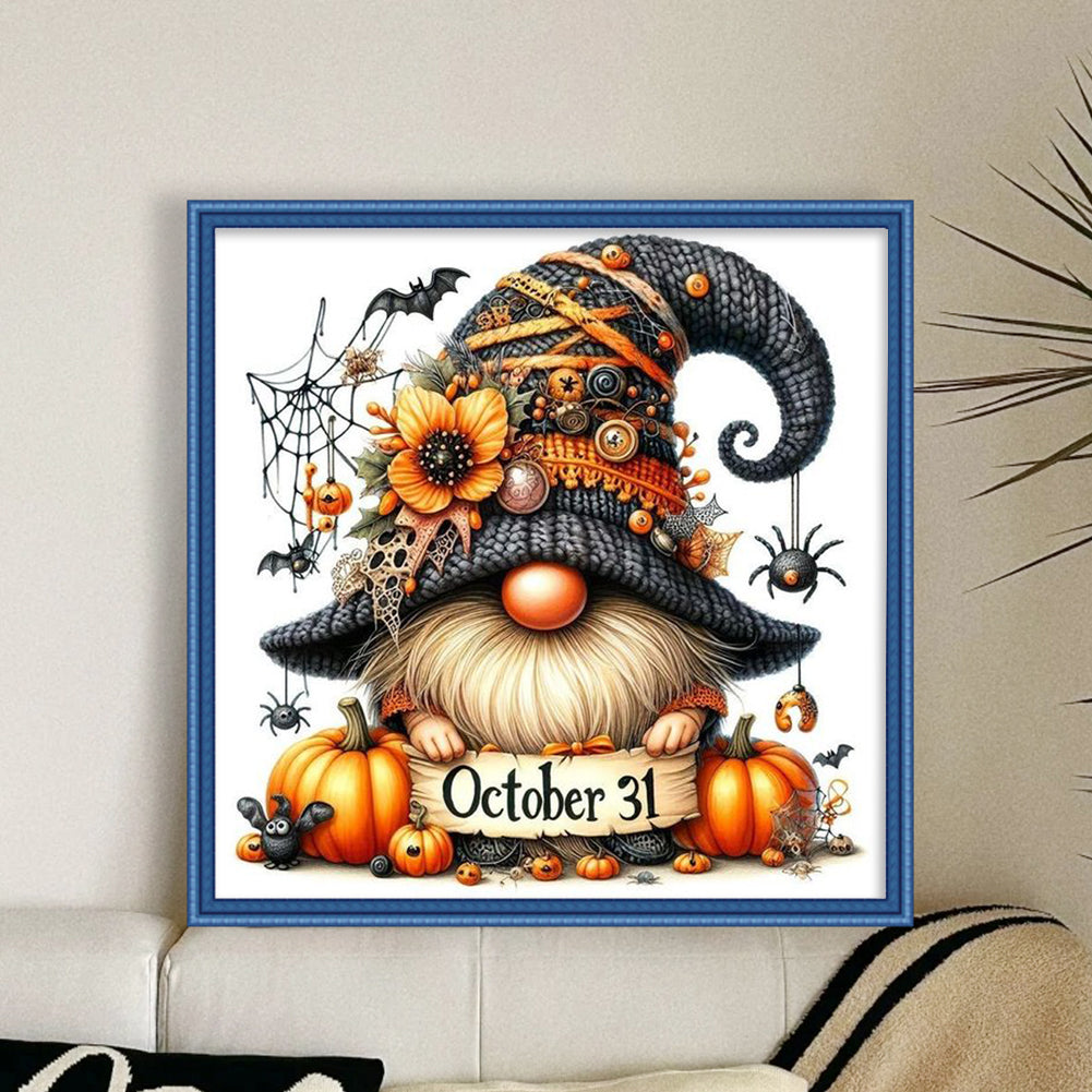 Halloween Pumpkin Goblin - Full 14CT Counted Cross Stitch 40x40CM - Yishu