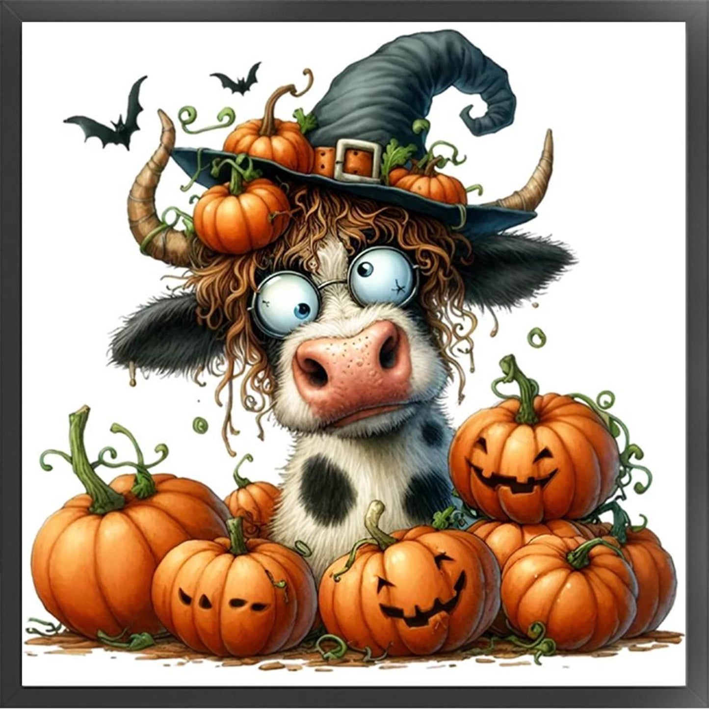 Halloween Pumpkin Cow - Full 14CT Counted Cross Stitch 40x40CM - Yishu