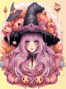 Pumpkin Witch 30*40CM(Canvas) Full Round Drill Diamond Painting