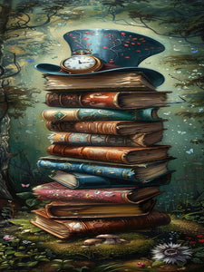 Book Mountain Hat 30*90CM(Canvas) Full Round Drill Diamond Painting