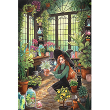 Load image into Gallery viewer, Botanical Garden Girl And Black Cat 40*60CM Full Round Drill Diamond Painting Drill Diamond Painting
