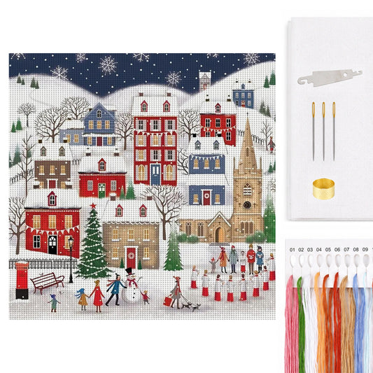Winter Town - Full 14CT Counted Cross Stitch 40x40CM - Huacan