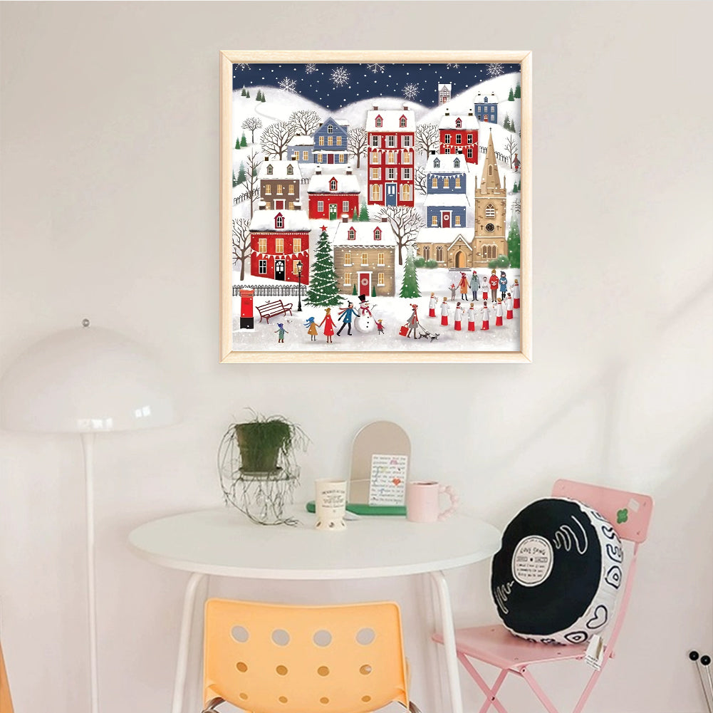 Winter Town - Full 14CT Counted Cross Stitch 40x40CM - Huacan