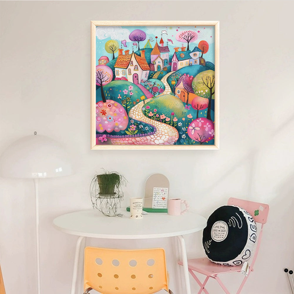 Colorful Houses - Full 14CT Counted Cross Stitch 40x40CM - Huacan