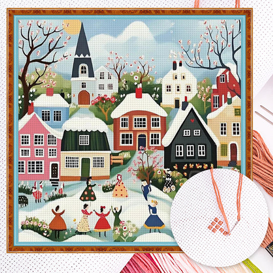 Winter Town - Full 14CT Counted Cross Stitch 40x40CM - Huacan