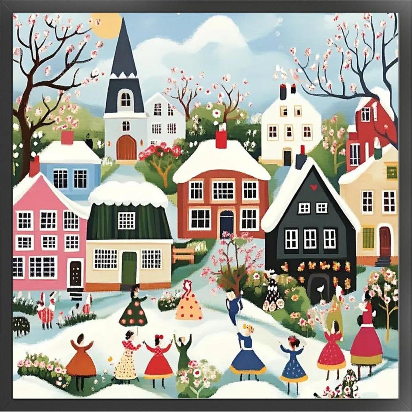 Winter Town - Full 14CT Counted Cross Stitch 40x40CM - Huacan