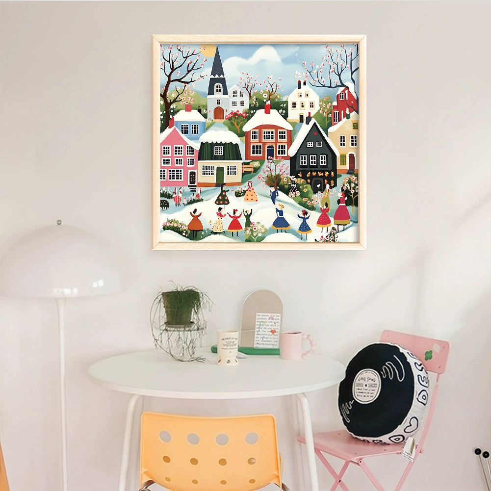 Winter Town - Full 14CT Counted Cross Stitch 40x40CM - Huacan