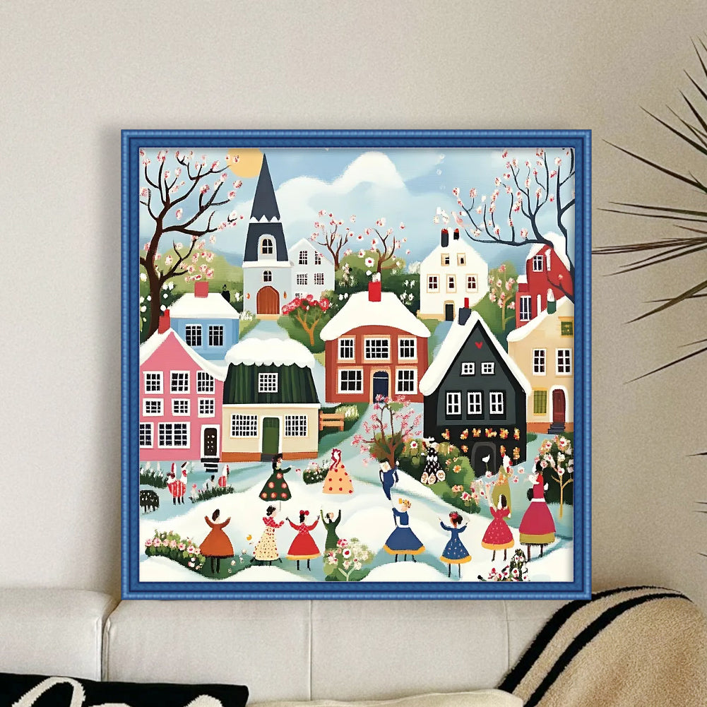 Winter Town - Full 14CT Counted Cross Stitch 40x40CM - Huacan
