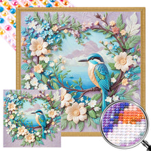 Load image into Gallery viewer, Love Wreath Blue Tit 40*40CM Full AB Round Drill Diamond Painting Drill Diamond Painting
