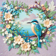 Load image into Gallery viewer, Love Wreath Blue Tit 40*40CM Full AB Round Drill Diamond Painting Drill Diamond Painting
