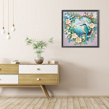 Load image into Gallery viewer, Love Wreath Blue Tit 40*40CM Full AB Round Drill Diamond Painting Drill Diamond Painting
