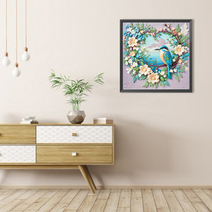 Love Wreath Blue Tit 40*40CM Full AB Round Drill Diamond Painting Drill Diamond Painting