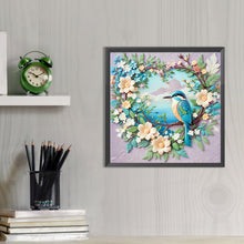 Load image into Gallery viewer, Love Wreath Blue Tit 40*40CM Full AB Round Drill Diamond Painting Drill Diamond Painting
