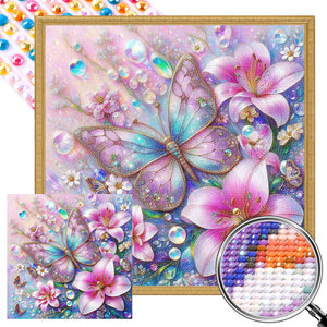 Lily Butterfly 40*40CM Full AB Round Drill Diamond Painting Drill Diamond Painting