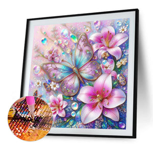 Lily Butterfly 40*40CM Full AB Round Drill Diamond Painting Drill Diamond Painting