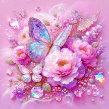 Load image into Gallery viewer, Peony Flower Butterfly 40*40CM Full AB Round Drill Diamond Painting Drill Diamond Painting
