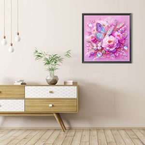 Peony Flower Butterfly 40*40CM Full AB Round Drill Diamond Painting Drill Diamond Painting