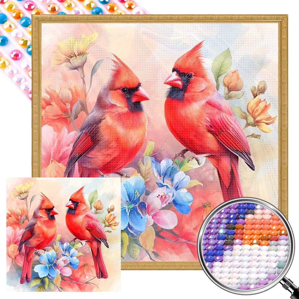 Double Cardinal 40*40CM Full AB Round Drill Diamond Painting Drill Diamond Painting