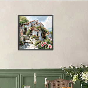 A Cottage Full Of Flowers 40*40CM Full Round Drill Diamond Painting Drill Diamond Painting