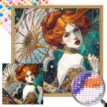 Load image into Gallery viewer, Redhead Girl Holding An Umbrella 40*40CM Full AB Round Drill Diamond Painting Drill Diamond Painting
