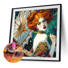 Load image into Gallery viewer, Redhead Girl Holding An Umbrella 40*40CM Full AB Round Drill Diamond Painting Drill Diamond Painting
