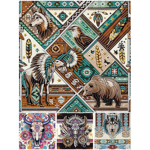 4PCS Animal 30*30CM(Canvas) Partial Special Shaped Drill Diamond Painting