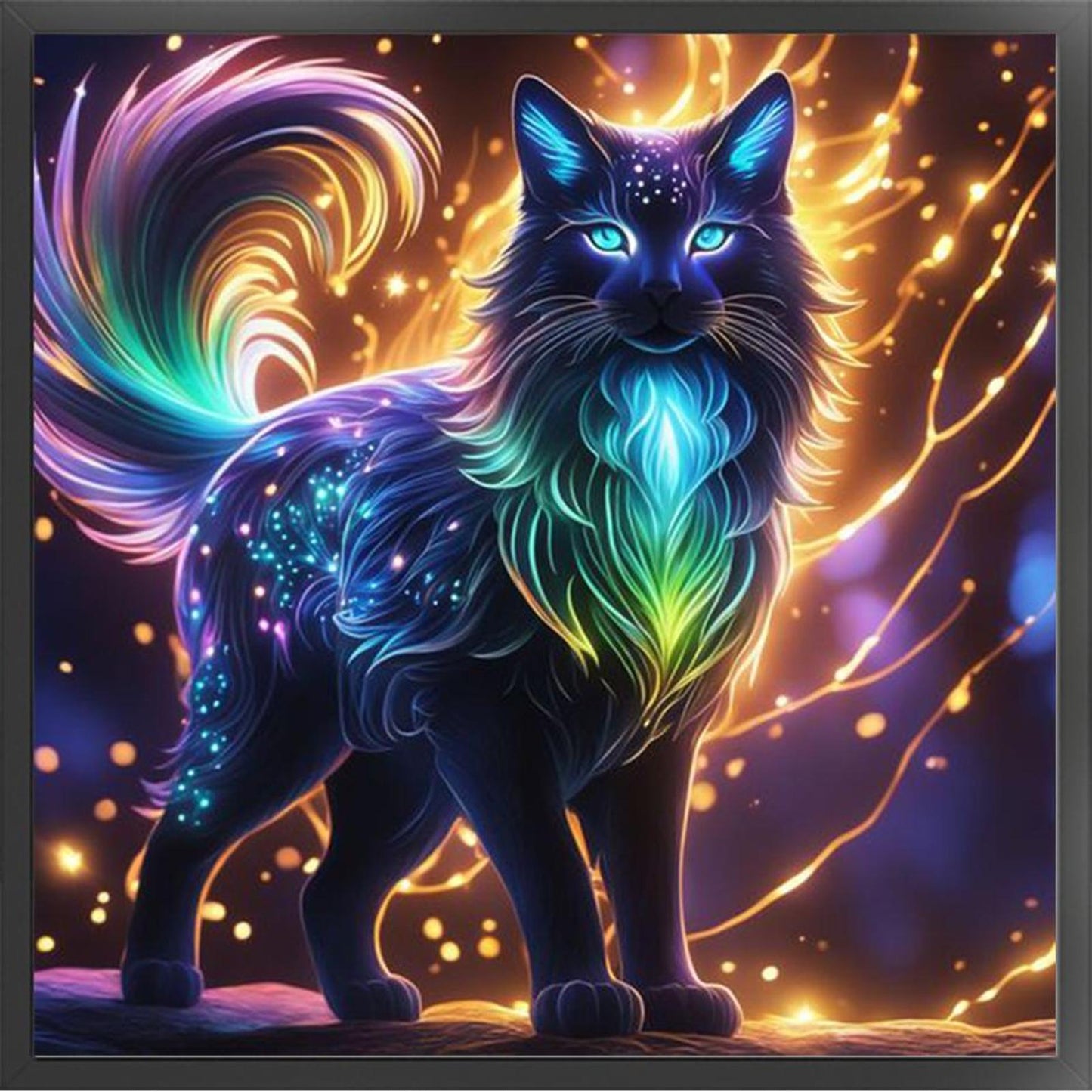 Magic Cat - Full 11CT Stamped Cross Stitch 50x50CM - Yishu