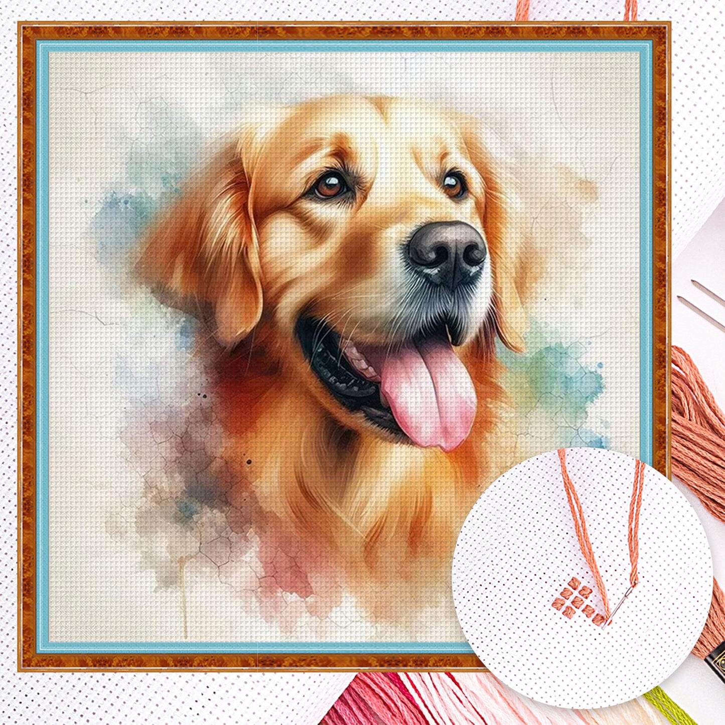 Golden Retriever - Full 11CT Counted Cross Stitch 40x40CM - Yishu
