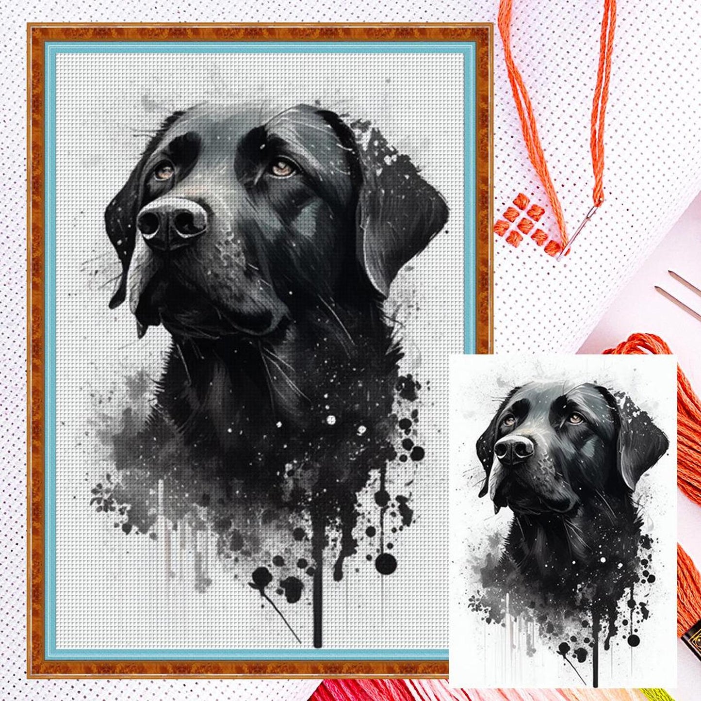 Black Dog - Full 11CT Counted Cross Stitch 40x60CM - Yishu