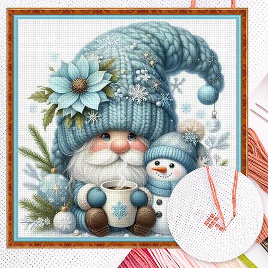 Blue Dryad And Snowman - Full 11CT Counted Cross Stitch 40x40CM - Huacan