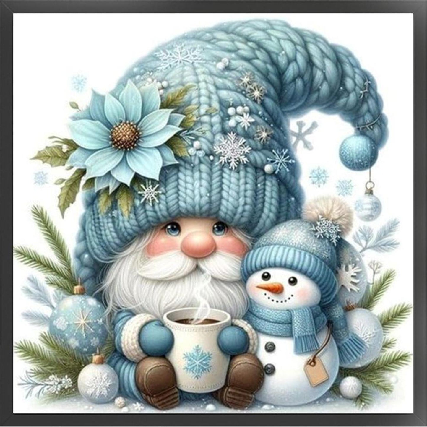 Blue Dryad And Snowman - Full 11CT Counted Cross Stitch 40x40CM - Huacan