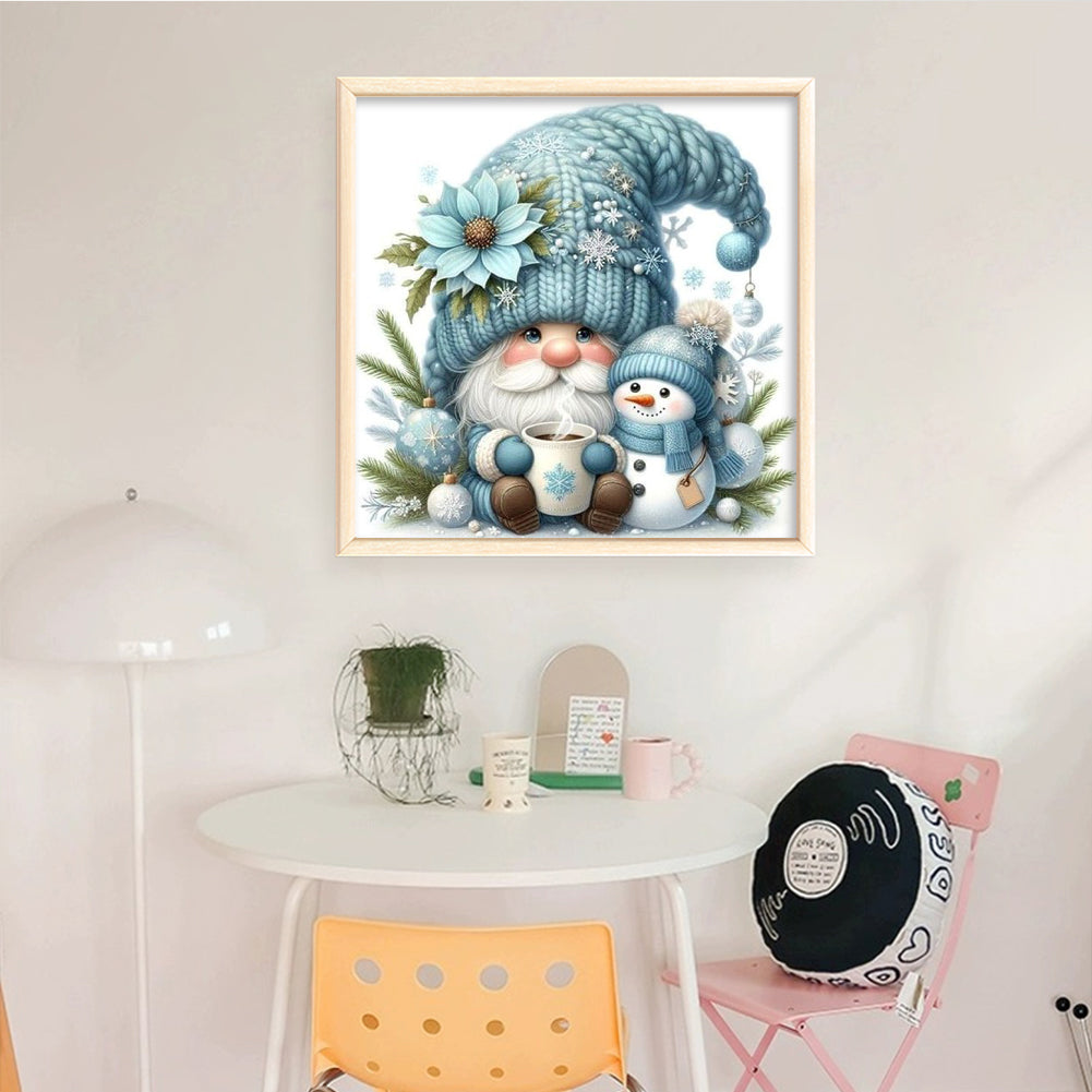 Blue Dryad And Snowman - Full 11CT Counted Cross Stitch 40x40CM - Huacan