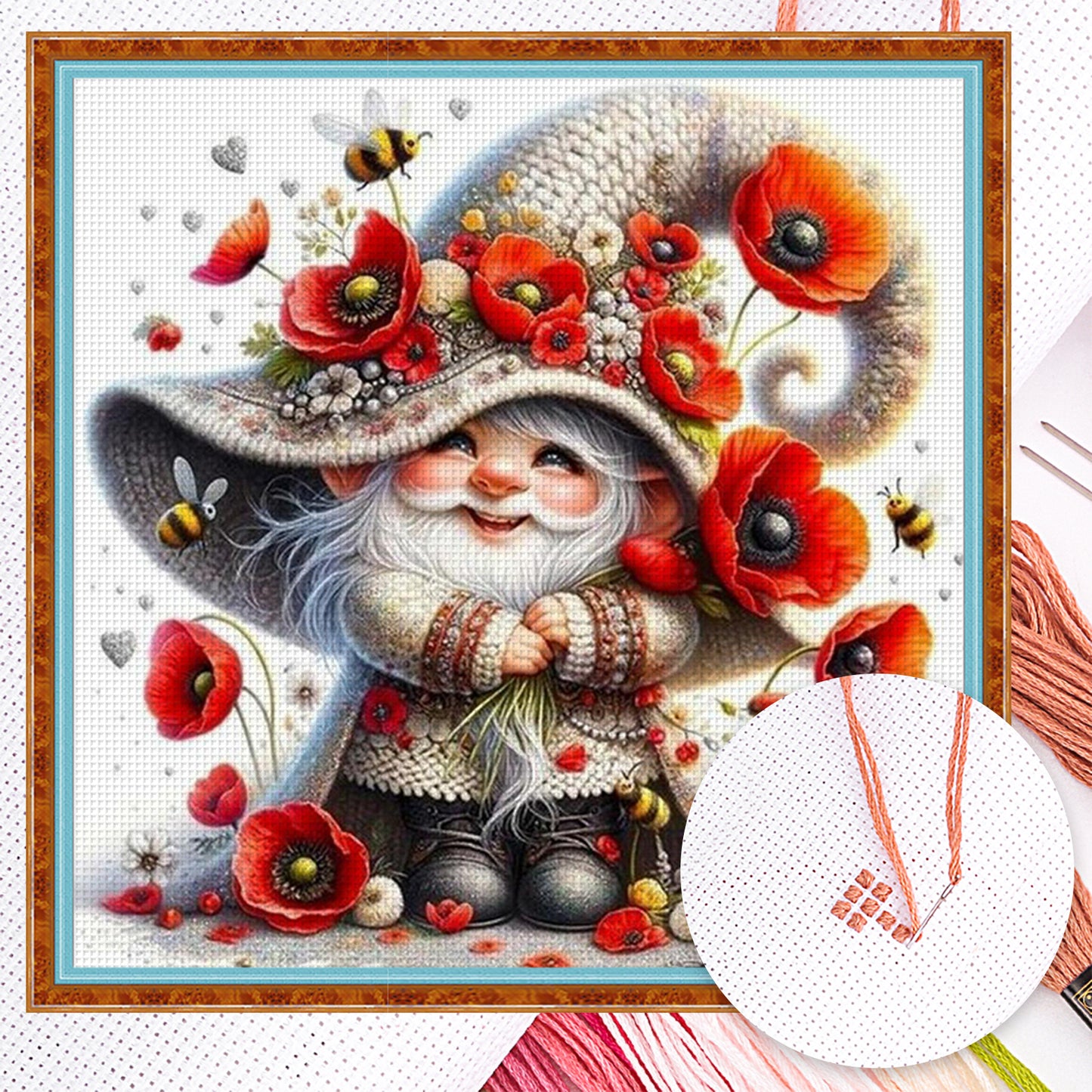 Poppy Dryad - Full 11CT Counted Cross Stitch 50x50CM - Huacan