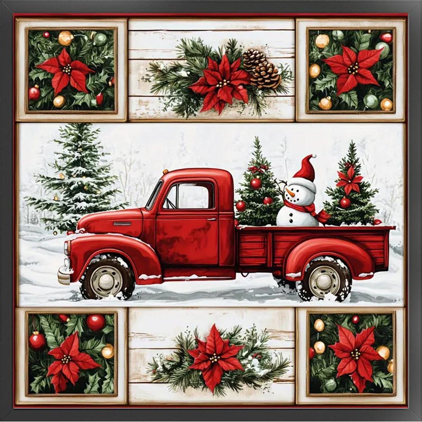 Christmas Truck - Full 11CT Stamped Cross Stitch 40x40CM - Yishu