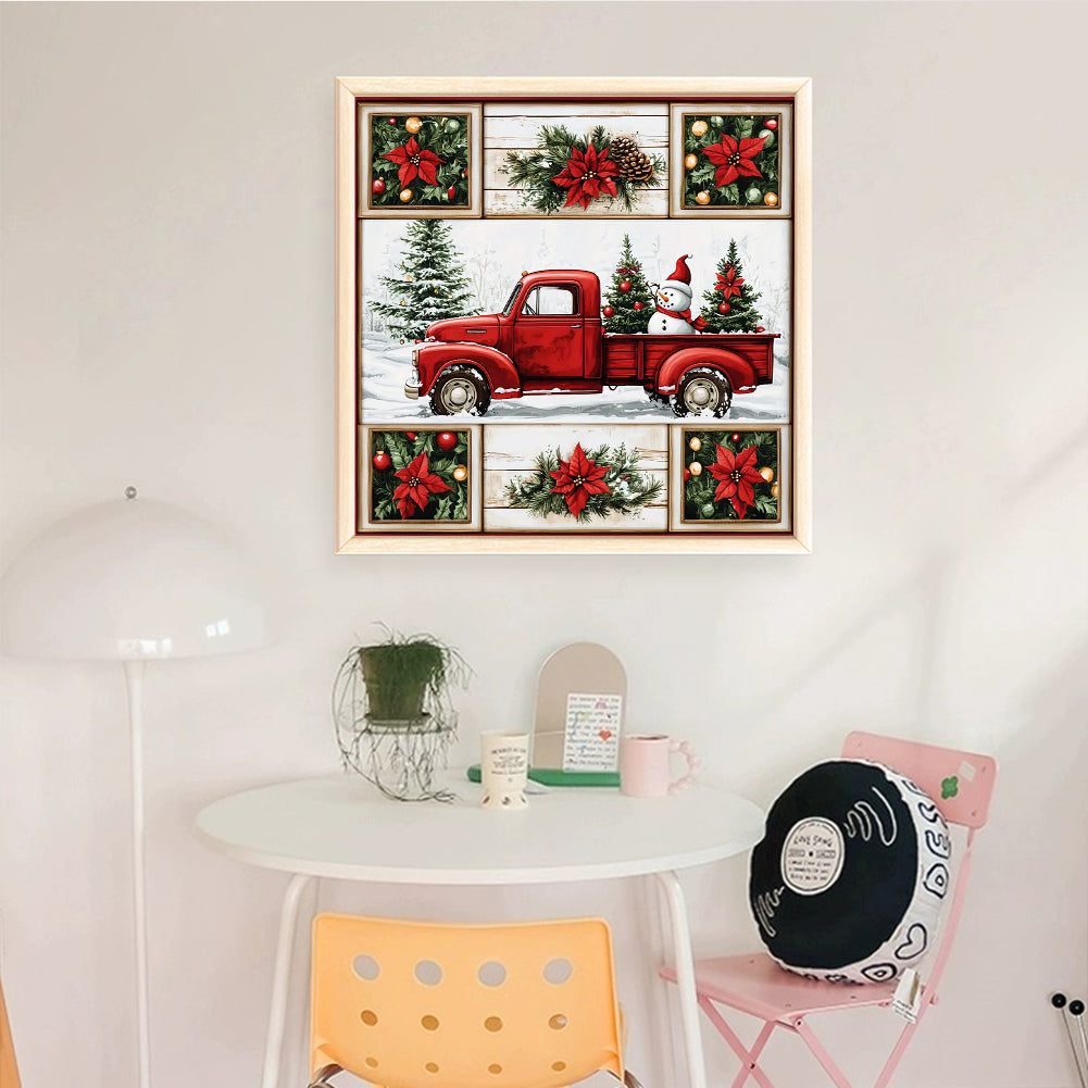 Christmas Truck - Full 11CT Stamped Cross Stitch 40x40CM - Yishu