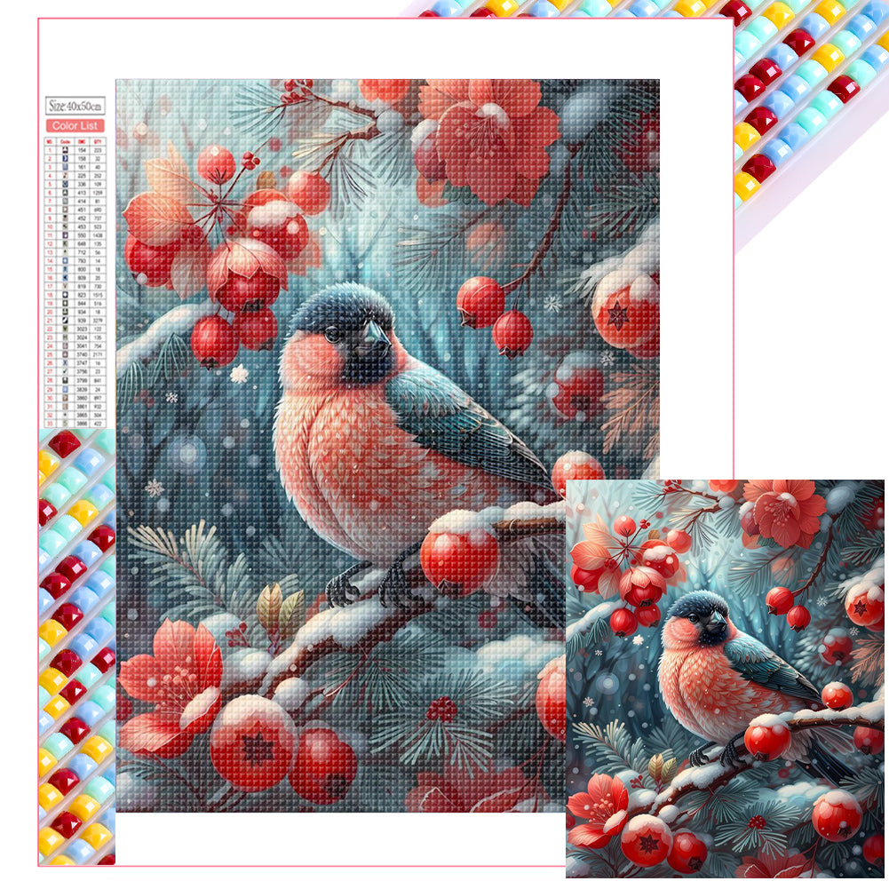 Winter Red Fruit Bird 40*50CM Full Square Drill Diamond Painting Drill Diamond Painting