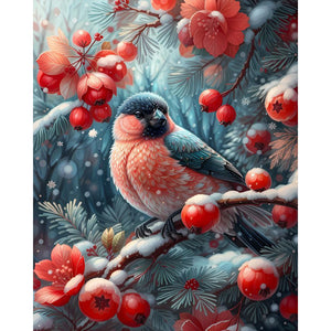 Winter Red Fruit Bird 40*50CM Full Square Drill Diamond Painting Drill Diamond Painting