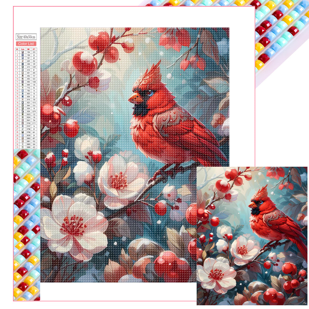 Winter Red Fruit Bird 40*50CM Full Square Drill Diamond Painting Drill Diamond Painting