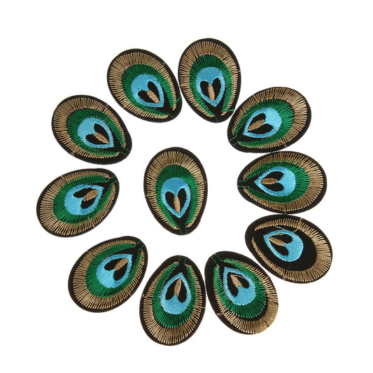 20PCS 3D Embroidered Peacock Eye Applique Iron-On Patch | Sewing Craft for Clothes Decoration DIY Projects