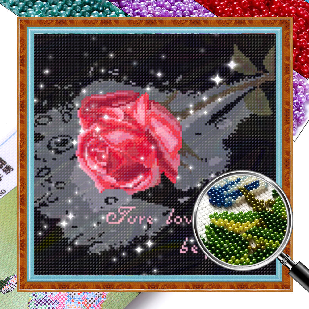 Language of Flowers - Full  9CT Stamped Cross Stitch - Bead Embroidery 35x35CM/13.78x13.78in