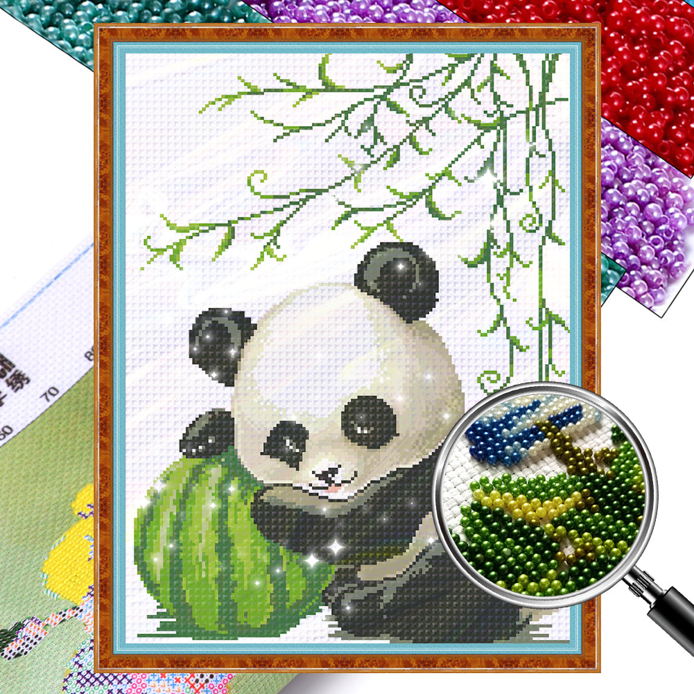 Panda Cub - Partial  9CT Stamped Cross Stitch - Bead Embroidery 40x55CM/15.75x21.65in