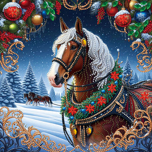 Christmas Horse 40*40CM Special Shaped Drill Diamond Painting Drill Diamond Painting