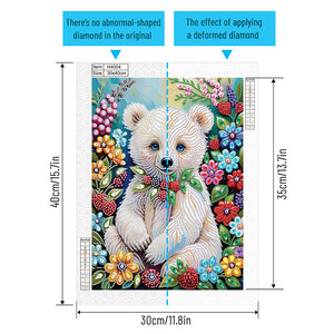 Flower Bear 30*40CM Special Shaped Drill Diamond Painting Drill Diamond Painting